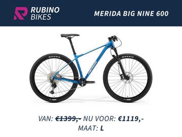 MERIDA BIG NINE 600 (L) - 20% KORTING - 1x12 SPEED MTB, Fietsen en Brommers, Hardtail, Heren, Nieuw, Schijfrem
