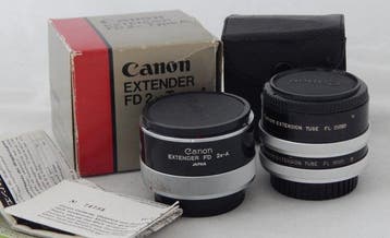 Canon Extender FD 2X + tussenringen Cameralens, Nieuw