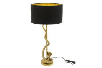 Tafellamp COBRA 110 cm, zwarte lampenkap, gouden frame -, Ophalen of Verzenden, Nieuw