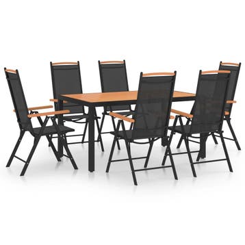 vidaXL 7-delige Tuinset aluminium zwart, Tuin en Terras, Verzenden, Nieuw, Aluminium, Tuinset