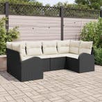 vidaXL Tuin Sofa Set met kussen 6 pcs Zwart Poly Rattan, Verzenden, Nieuw, Rotan