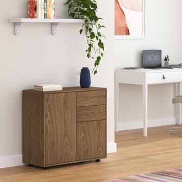 Commode Paarl 74x79x36 cm walnootkleurig [en.casa], Verzenden, Nieuw