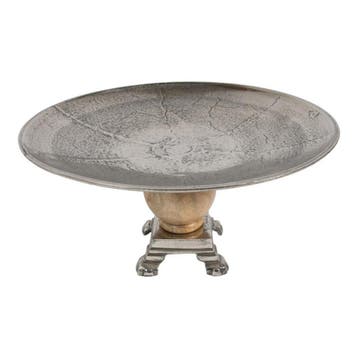 Dienblad op voet zilver hout h29 d55,5, Verzenden, Nieuw