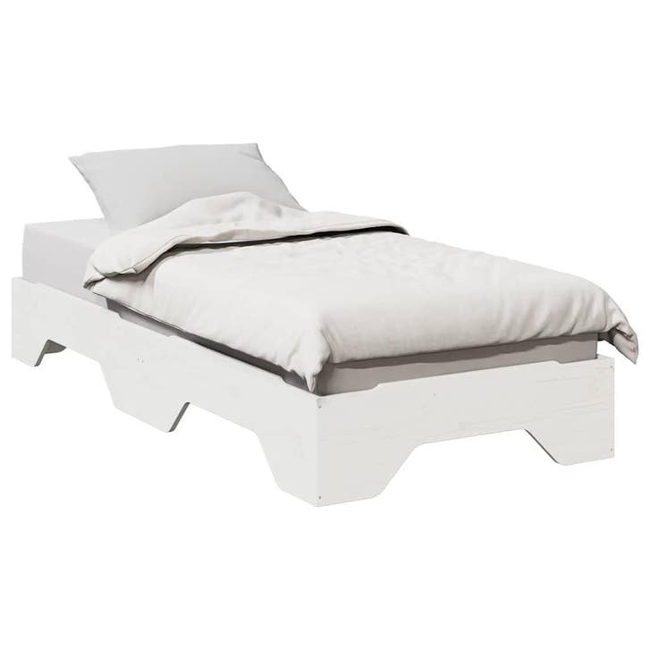 vidaXL Bedframe zonder matras stapelbaar 90x190 cm massief, Huis en Inrichting, Slaapkamer | Bedden, 90 cm, 190 cm of minder, Wit