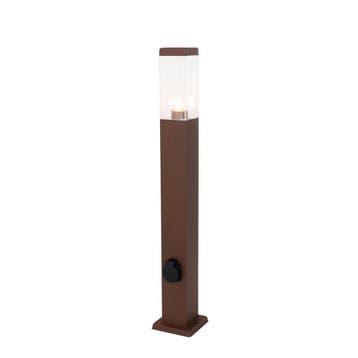 Buitenlamp roestbruin 80 cm met stopcontact IP44 - Malios, Verzenden, Nieuw, Staal