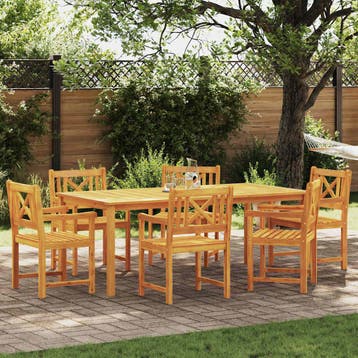vidaXL Tuin eettafelset 7 st Bruin Massief Acaciahout, Verzenden, Nieuw, 7 zitplaatsen