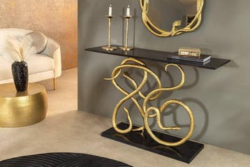 Extravagante consoletafel WILDLIFE SNAKE 115 cm zwart goud, Ophalen of Verzenden, Nieuw