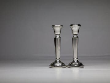 Kaarsenhouder (2) - .925 zilver - Paar zilveren kandelaars.