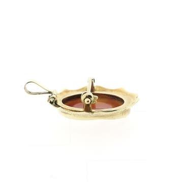 Gouden broche/hanger met camee (Hanger of bedel), Ophalen of Verzenden, Gebruikt, Goud, Overige merken