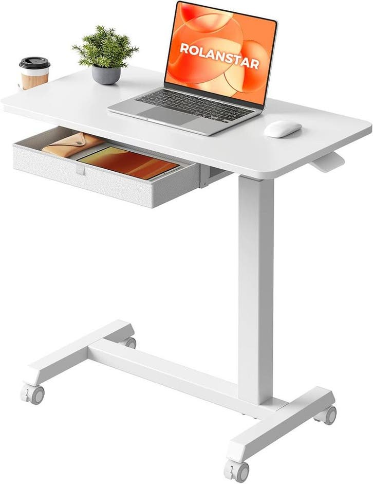 Laptoptafel - Bijzettafel - Verstelbaar - Wit - Rolanstar, Huis en Inrichting, Tafels | Sidetables, Zo goed als nieuw, Verzenden