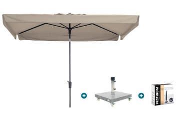 Madison Delos Luxe stokparasol 200x300 cm. - Ecru met, Verzenden, Nieuw, Parasolvoet, Kantelbaar