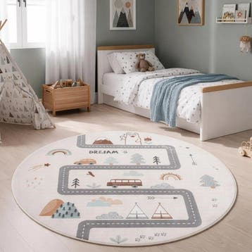 Rond Speelkleed | Coco | Speelstraat | Crème | 200x200 cm, Verzenden, Nieuw