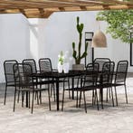 vidaXL 9-delige Tuinset zwart, Verzenden, Nieuw, 8 zitplaatsen, Rvs