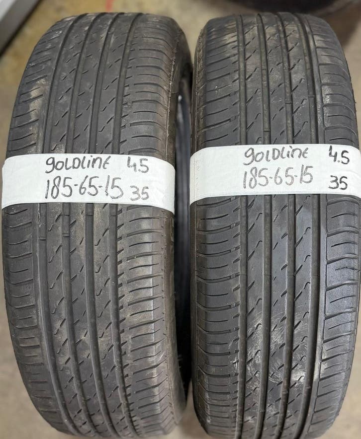 2x 185-65-15 Goldline Zomer 2x 4.5mm €35 Per Band 185 65 15, Auto-onderdelen, Banden en Velgen, 15 inch, Zomerbanden, 185 mm, Personenwagen