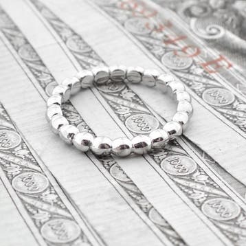 Witgouden aanschuif ring met bolletjes, Sieraden, Tassen en Uiterlijk, Gebruikt, Ophalen of Verzenden, Kleiner dan 17, Dame