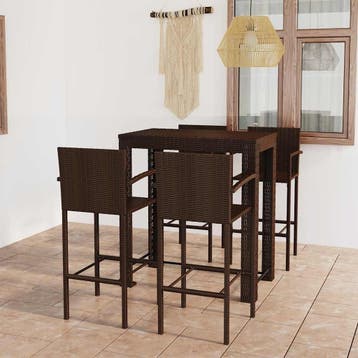 vidaXL 5-delige Tuinbarset met armleuningen poly rattan, Verzenden, Nieuw, 5 zitplaatsen