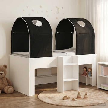 vidaXL Bed met Tunnel 3 st Wit en zwart Bewerkt hout, Verzenden, Nieuw, Wit, Hout