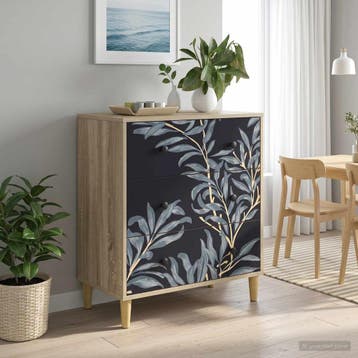 vidaXL Ladekast DOKKUM Blauw varenmotief 66 x 36,5 x 75 cm, Verzenden, Nieuw