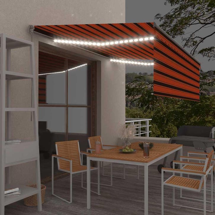vidaXL Luifel handmatig uittrekbaar rolgordijn LED 4,5x3m, Tuin en Terras, Zonneschermen, Nieuw, Verzenden