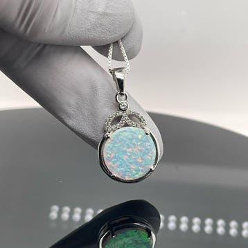 Zilver - Hanger - opaal