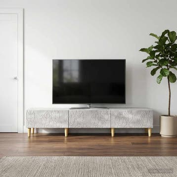 vidaXL TV-kast 147 x 34,5 x 30 cm Betongrijs Bewerkt hout, Minder dan 50 cm, Verzenden, Nieuw, Minder dan 100 cm
