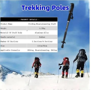 Opvouwbare Trekkingstokken met Schokabsorptie, Sport en Fitness, Bergsport en Wandelen, Verzenden, Nieuw