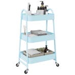 vidaXL Opbergtrolley 3-laags 42x41,5x77 cm staal blauw, Verzenden, Nieuw