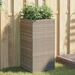 vidaXL Plantenbak 40x40x80 cm poly rattan grijs, Tuin en Terras, Verzenden, Nieuw