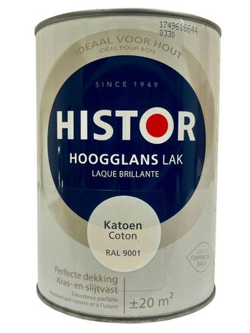 Histor Hoogglans lak Katoen SET 3x1,25L – nieuw, Doe-het-zelf en Verbouw, Verf, Beits en Lak, Verzenden, Wit, Nieuw, Lak