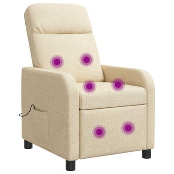 vidaXL Massage Recliner Crèmekleurig Stof, Verzenden, Nieuw