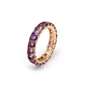 Eeuwigheidsring - 14 karaat Geel goud - 4.24ct. tw. Amethist