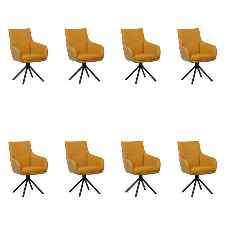 Set van 8 Leren draaibare eetkamerstoelen Fancy Duo - Kenia, Huis en Inrichting, Stoelen, Vijf, Zes of meer stoelen, Nieuw, Leer
