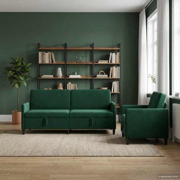 vidaXL Bankenset met opbergruimte 2 st Donkergroen Polyester, Verzenden, Nieuw, Kunststof, Minder dan 150 cm
