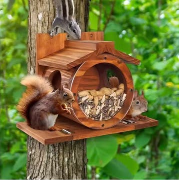 Houten Eekhoorn Voederbak – Hangend Voederhuis Tuin, Verzenden, Nieuw
