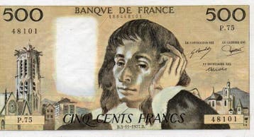 France Frankreich Pick 156 500 Francs Pascal 03/11/1977 P 75, Verzenden