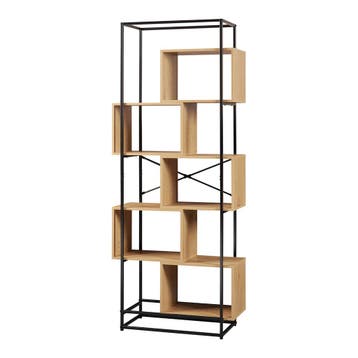 Boekenkast Rennebu open kast 194x80x33 cm zwart en eikenkleu, Verzenden, Nieuw