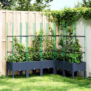 vidaXL Plantenbak met latwerk 160x120x142,5 cm polypropeen, Tuin en Terras, Bloembakken en Plantenbakken, Verzenden
