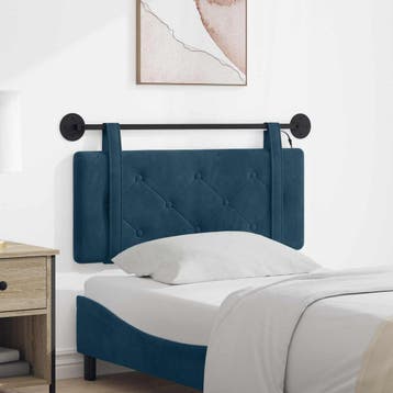 vidaXL Hangend hoofdbord Met LED-verlichting Blauw Fluweel, Verzenden, Nieuw, Blauw, Stof