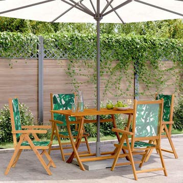 vidaXL Verstelbare klapstoelen, 4 stuks, groene stof en, Verzenden, Nieuw, Hout