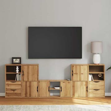 vidaXL 5-delige tv-meubels met opbergruimte ODDA massief, Verzenden, Nieuw, Grenenhout