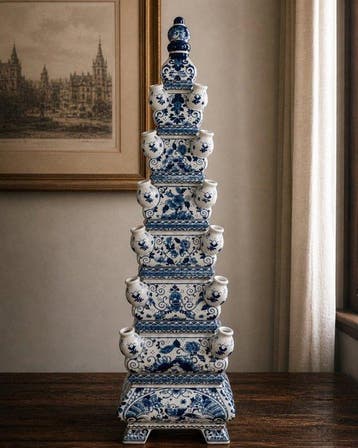 Vaas - Delft Blauw - Aardewerk - Grote Tulpenvaas XXL