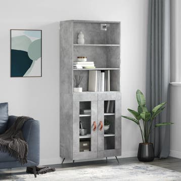 vidaXL buffetkast 69,5x34x180 cm bewerkt hout betongrijs, Minder dan 50 cm, Verzenden, Nieuw, Minder dan 100 cm