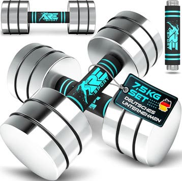 Dumbells set - Gewichten set - Halterset - Gietijzer - 2x7,5, Sport en Fitness, Verzenden, Zo goed als nieuw