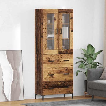 vidaXL buffetkast 2 st Oudhout 69,5 x 34 x 180 cm Bewerkt, Minder dan 50 cm, Verzenden, Nieuw, Minder dan 100 cm