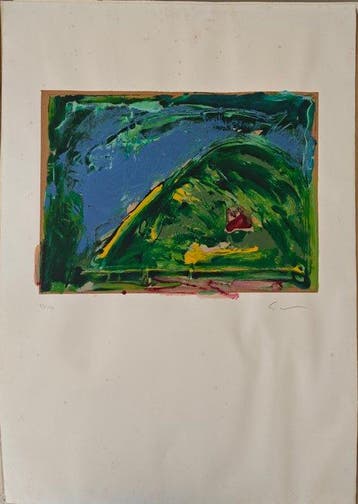 Mario Schifano (1934-1998) - Astratto blu e verde, Antiek en Kunst