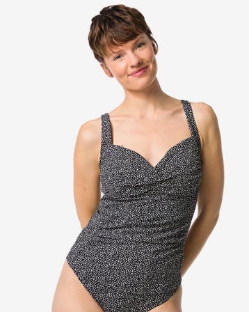 HEMA Damestankinitop Demy shaping fit stippen zwart/wit, Verzenden, Nieuw