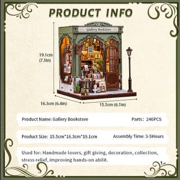 CuteBee Miniatuurhuisje Gallery Bookstore – Houten 3D Puz., Verzenden, Nieuw