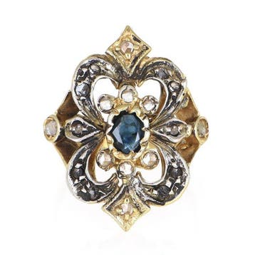 Zonder minimumprijs - Ring - 12 kt. Geel goud, Zilver, Nieuw