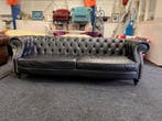 Chesterfield Maarssen ! Zwart Leren Chesterfield 4 zits bank, Ophalen, CHESTERFIELD, Leer, Zo goed als nieuw