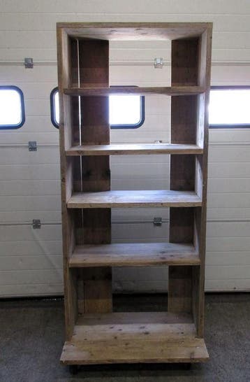 Houten Display, steigerhout, B85 x D38 x H200cm, Gebruikt